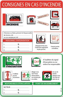 Image de Consignes en cas d'incendie 300x200 mm