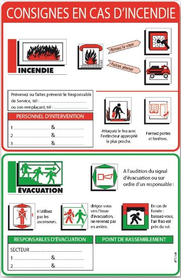 Image de Consignes en cas d'incendie 300x200 mm