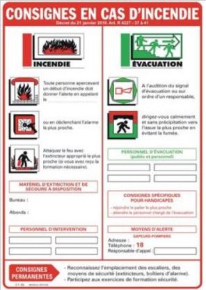 Image de Consignes en cas d'incendie 300x200 mm