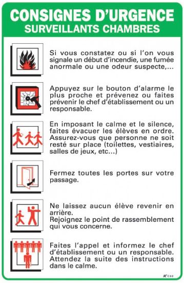 Image de Consignes d'urgence surveillant 300x200 mm