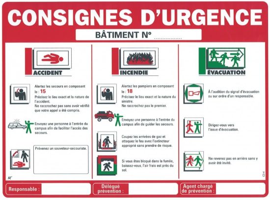 Image de Consignes d'urgence 300x400 mm